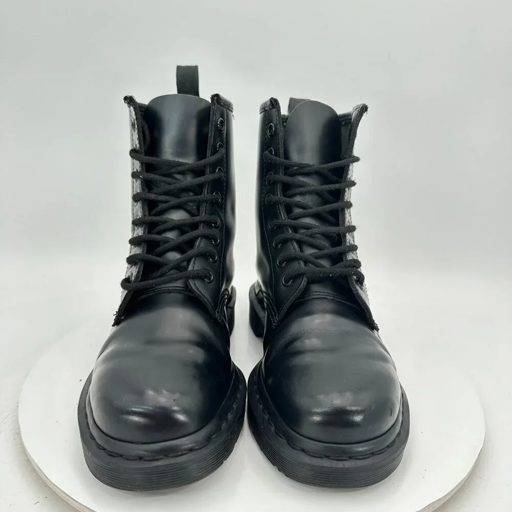 Dr. Martens 1460 Mono Men Size 6 Women 7 Black Leather 8 Hole Lace Up Combat Boo